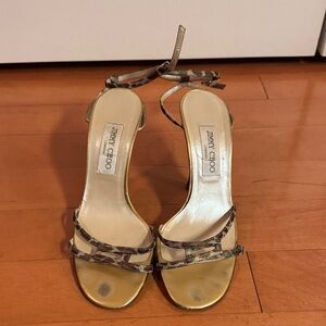 Jimmy Choo Metallic and Black Strappy Heels